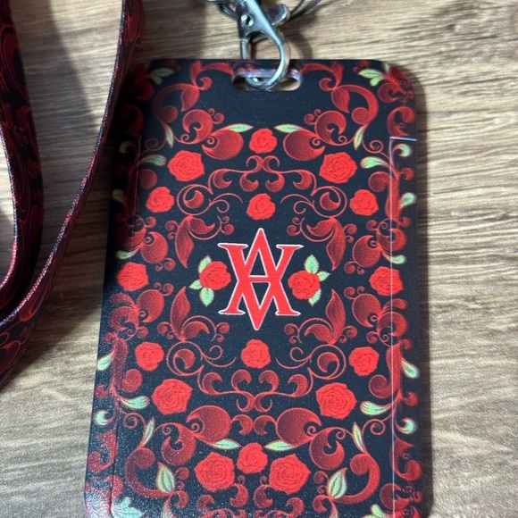 Stylish Red and Black Vampire Academy Lanyard with Card Holder - Picture 2 of 4